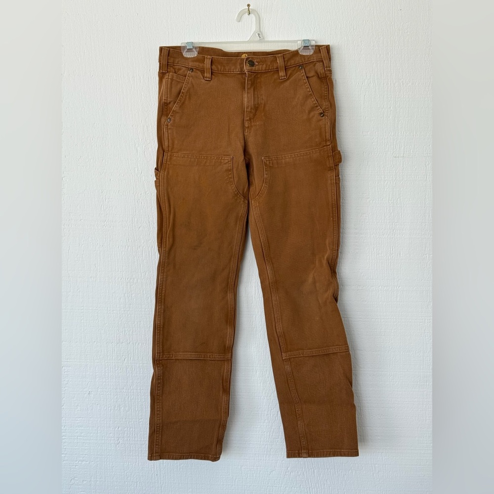 WOMEN’S RUGGED FLEX® RELAXED FIT TWILL DOUBLE-FRONT WORK PANTS, Size 6
